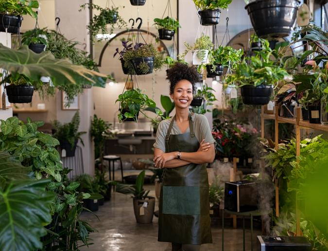 Woman working in plant shop